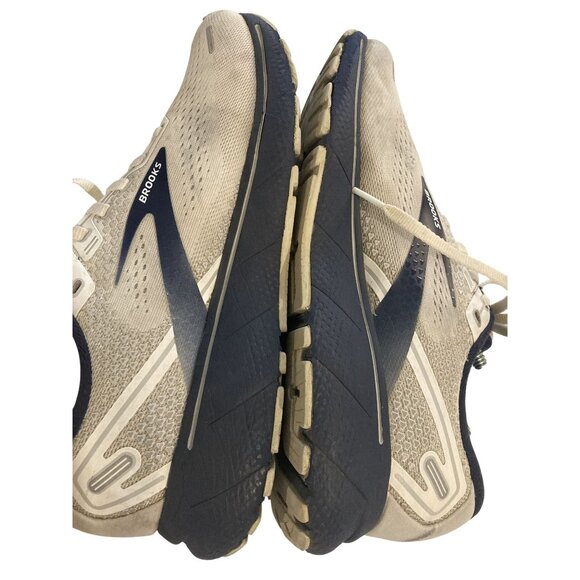 Brooks Ghost 14 Men size 8.5 Beige Navy Lightweight Mesh Sneakers Running Shoes - Picture 6 of 8